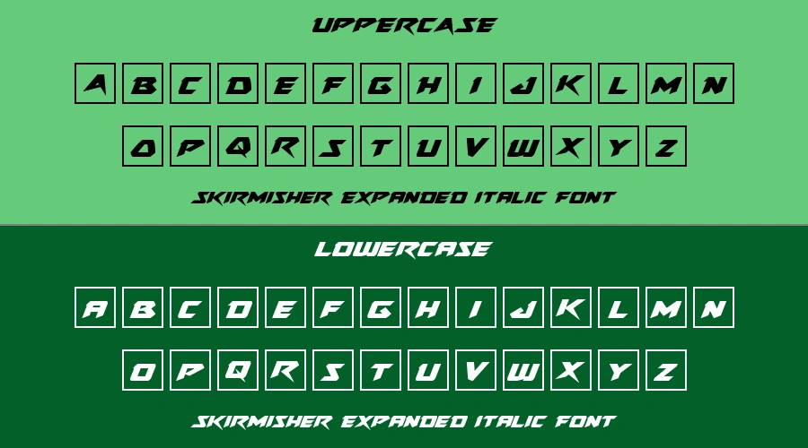 Skirmisher Expanded Italic Font Preview