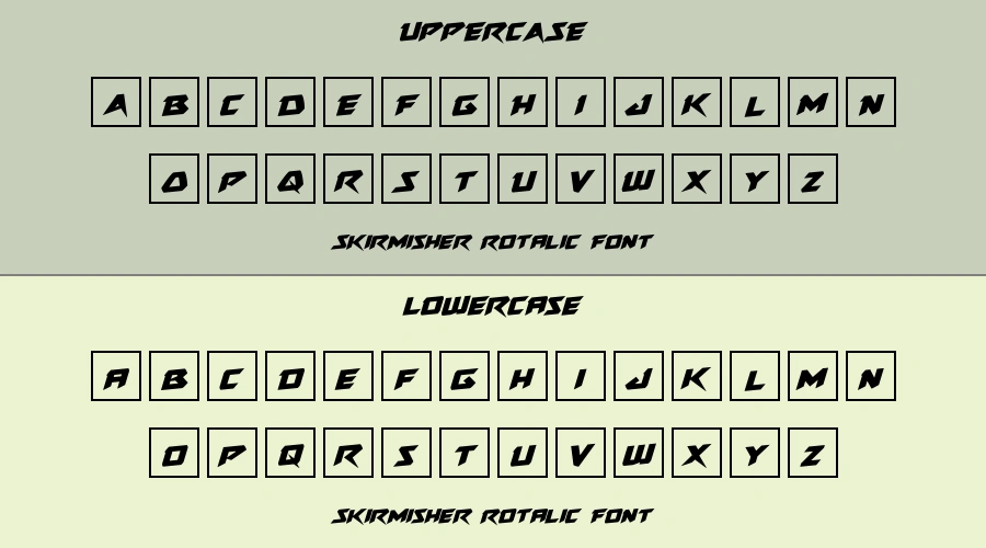 Skirmisher Rotalic Font Preview