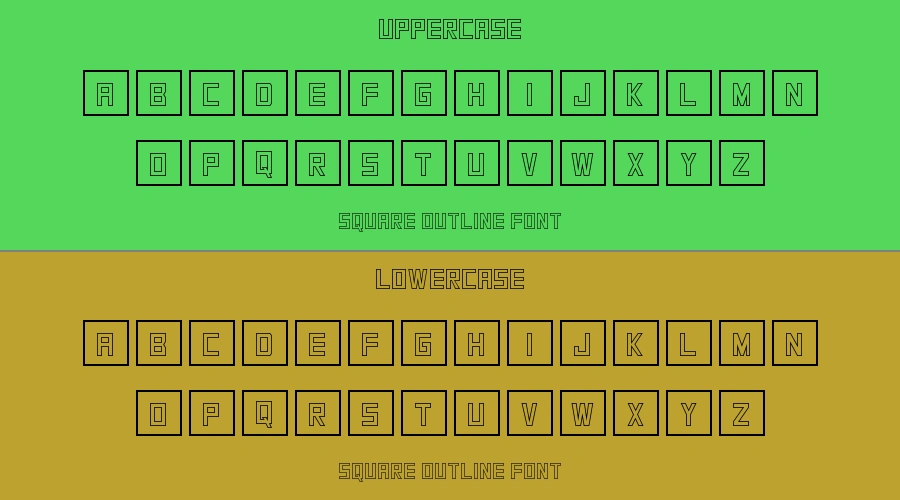 Square Outline Font Preview