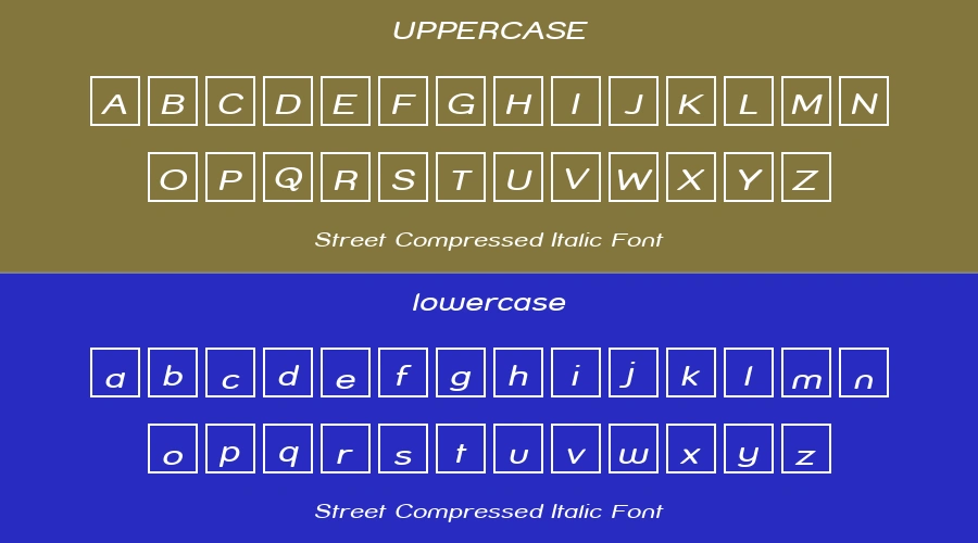Street Compressed Italic Font Preview