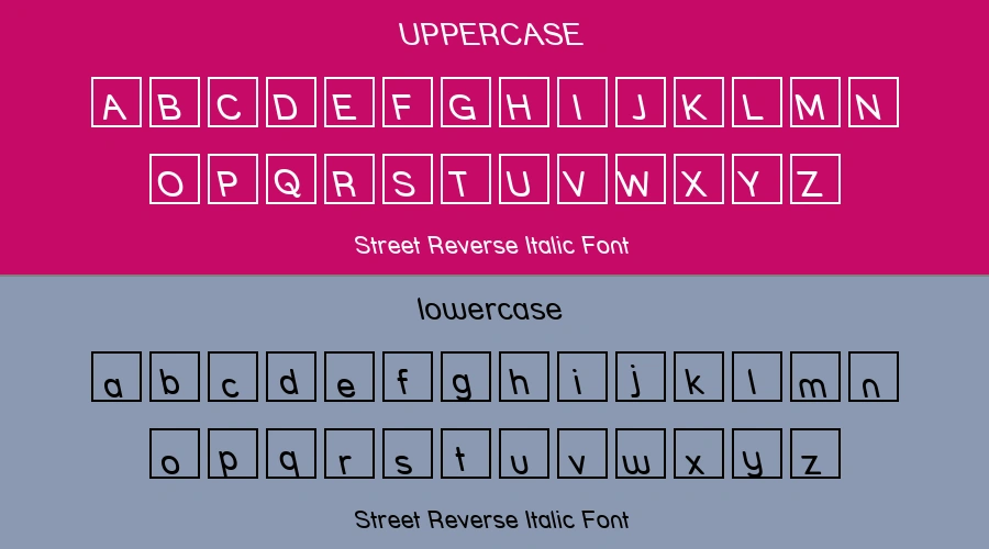 Street Reverse Italic Font Preview