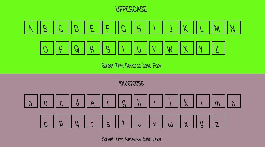 Street Thin Reverse Italic Font Preview