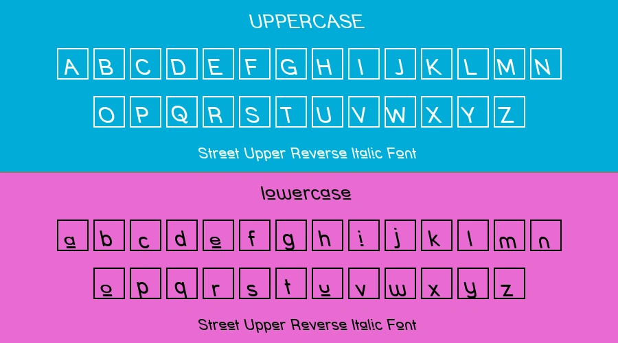 Street Upper Reverse Italic Font Preview