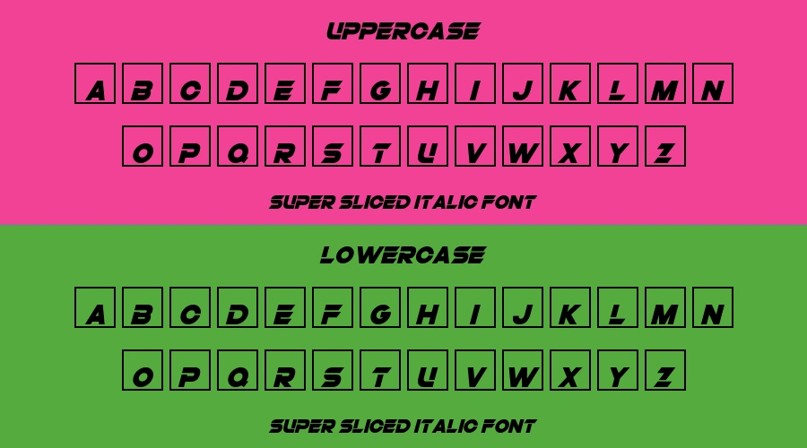 Super Sliced Italic Font Preview