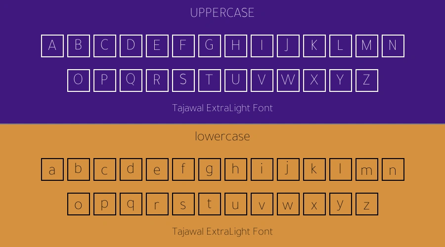 Tajawal ExtraLight Font Preview
