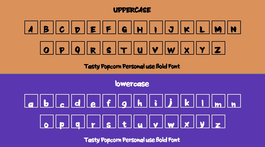 Tasty Popcorn Personal use Bold Font Preview