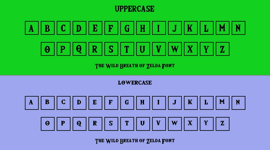 The Wild Breath of Zelda Font Preview