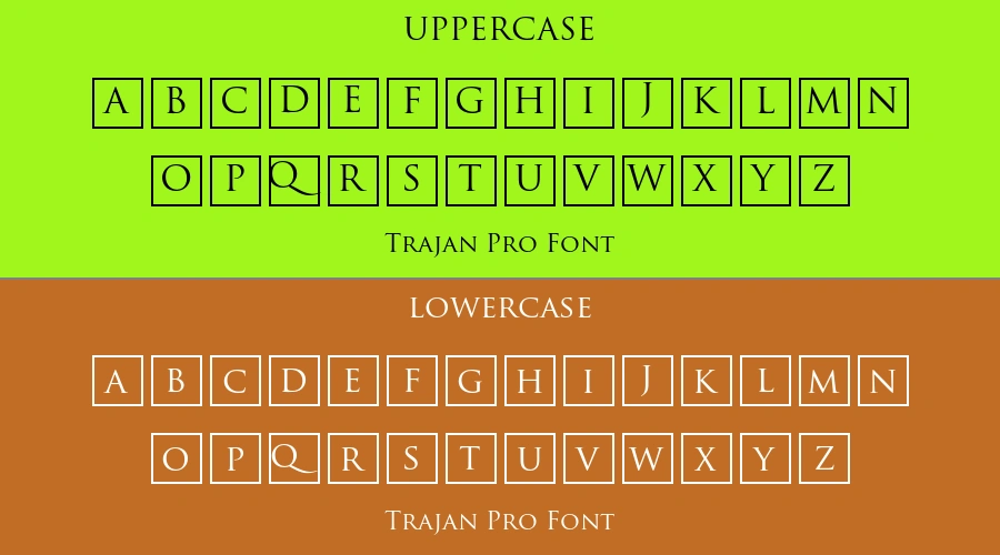 Trajan Pro Font Preview