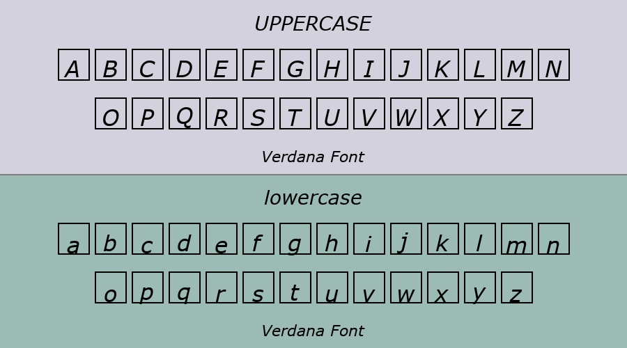 Verdana Font Preview