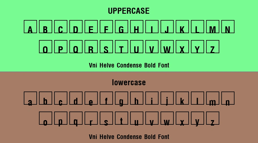 Vni Helve Condense Bold Font Preview