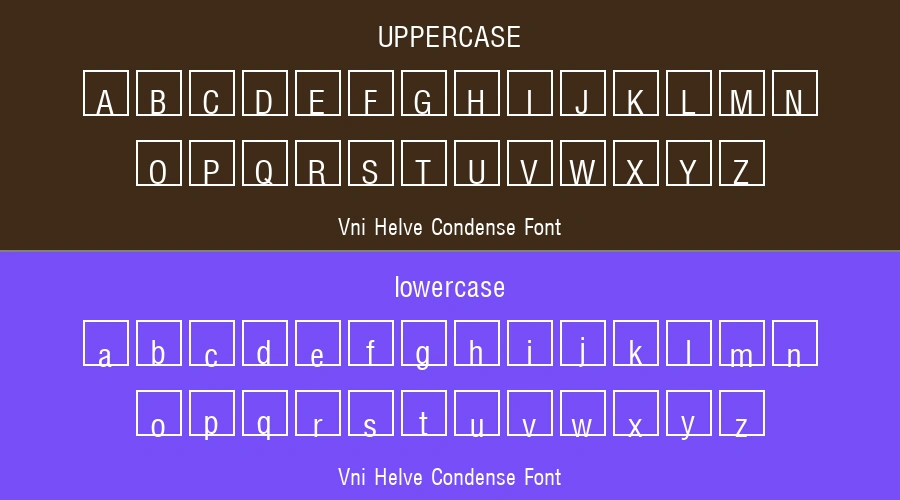 Vni Helve Condense Font Preview