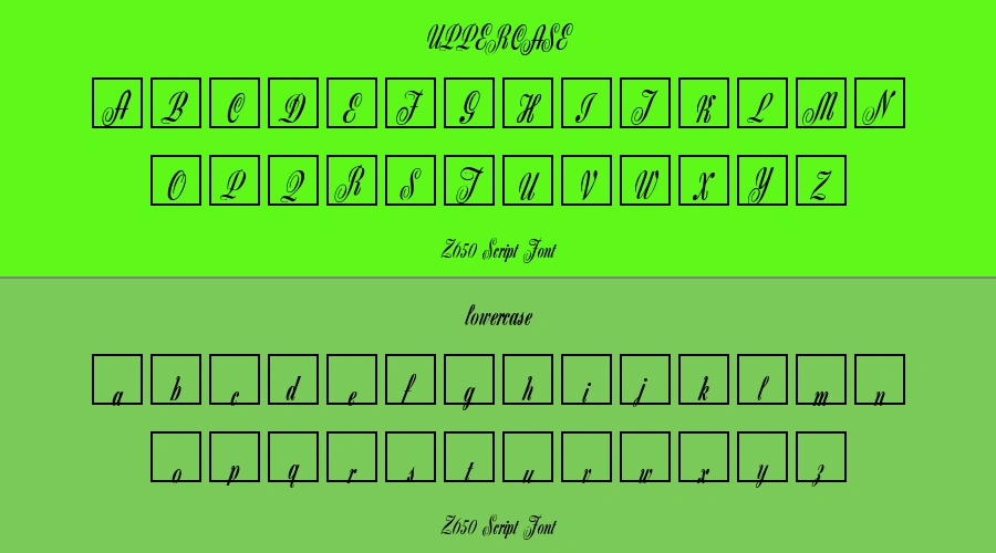 Z650 Script Font Preview