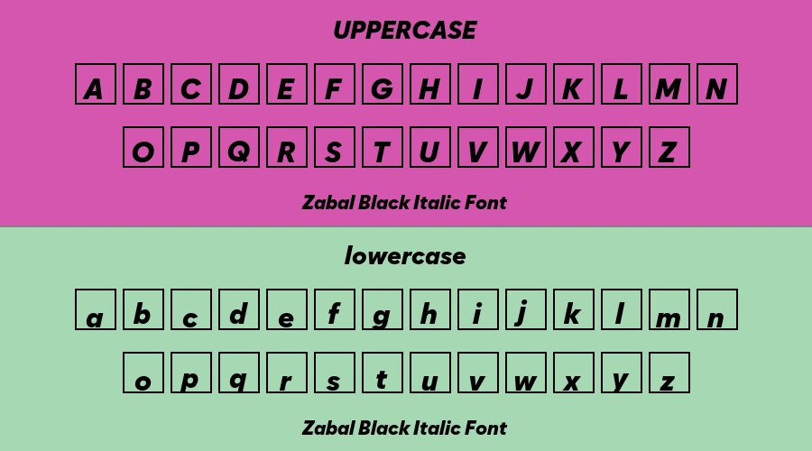 Zabal Black Italic Font Preview