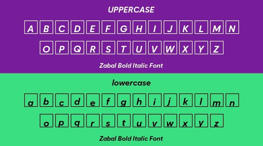 Zabal Bold Italic Font Preview
