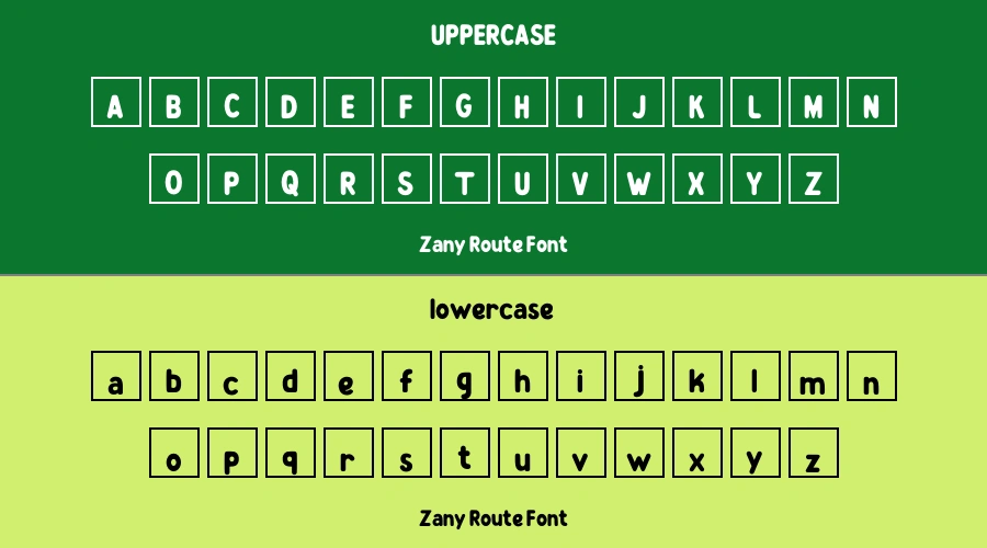 Zany Route Font Preview
