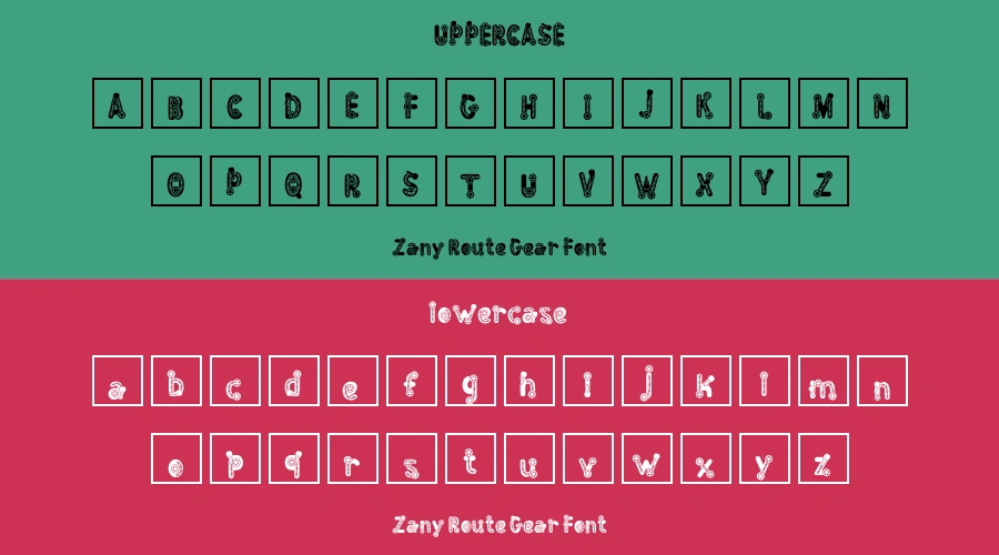 Zany Route Gear Font Preview