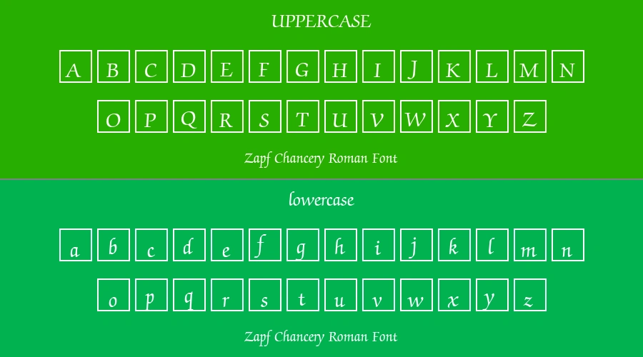 Zapf Chancery Roman Font Preview