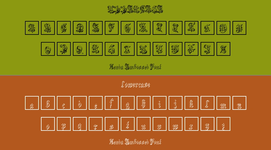 Zenda Embossed Font Preview