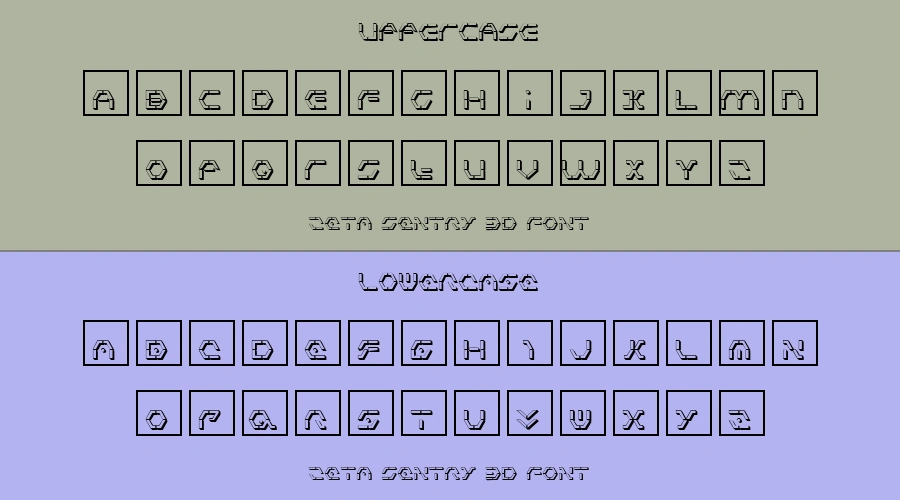 Zeta Sentry 3D Font Preview
