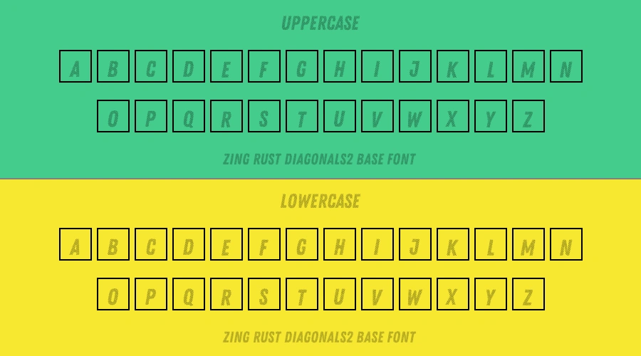 Zing Rust Diagonals2 Base Font Preview
