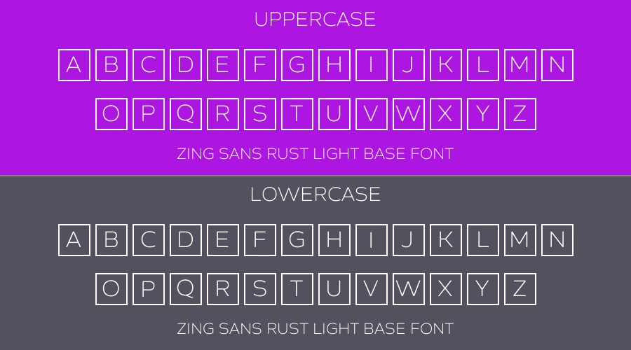 Zing Sans Rust Light Base Font Preview