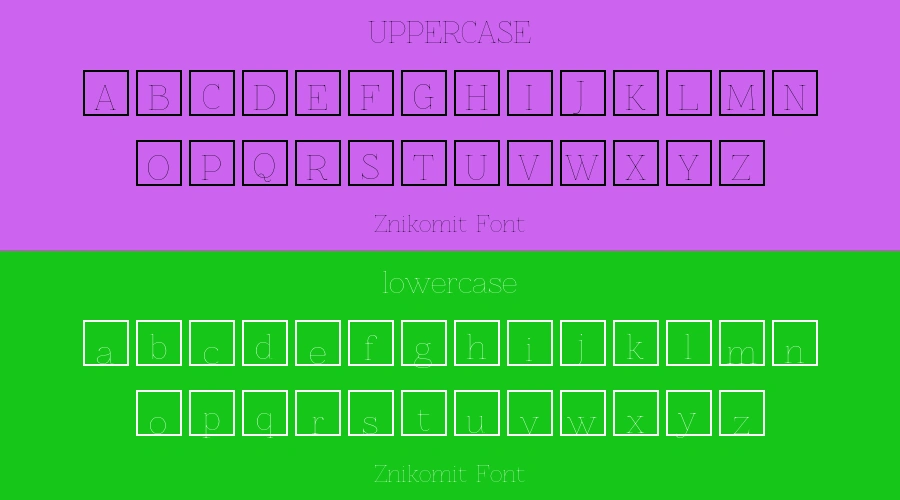 Znikomit Font Preview
