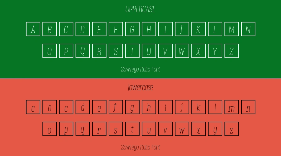 Zowieyo Italic Font Preview