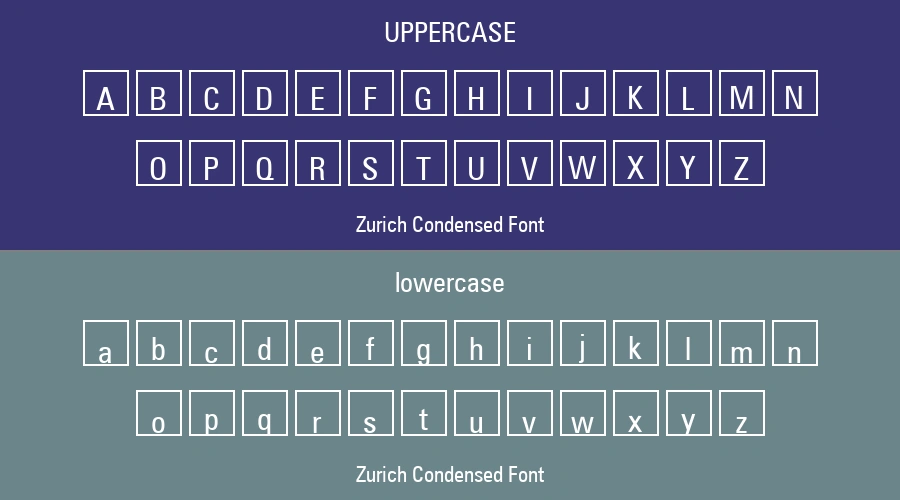Zurich Condensed Font Preview